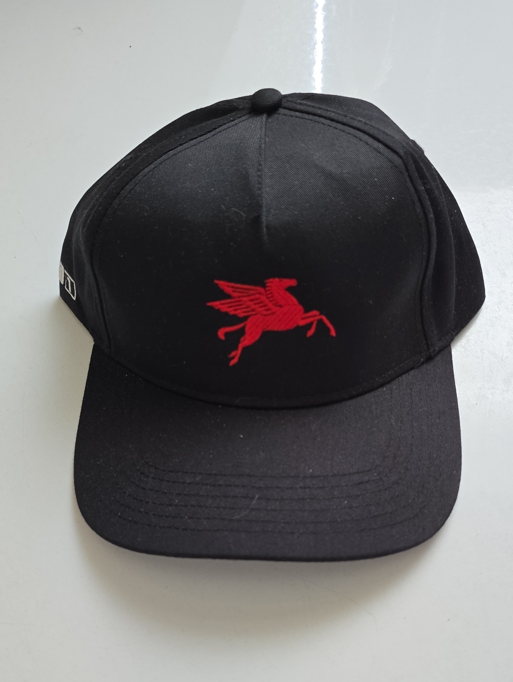 Black Baseball Cap with Red Pegasus Logo